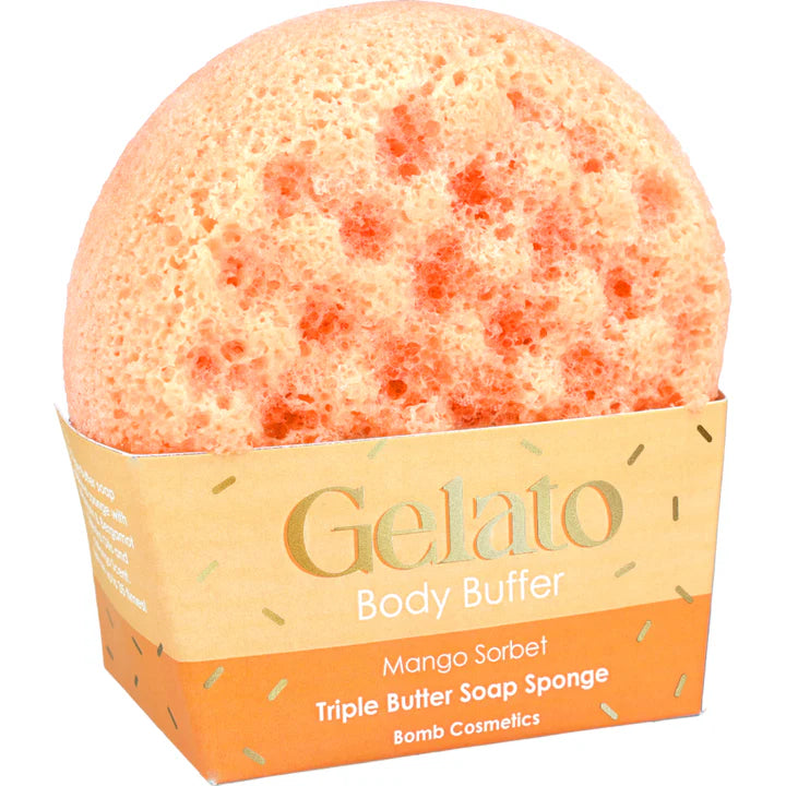 Triple Butter Soap-Soaked Body Buffer Sponge – Mango Sorbet