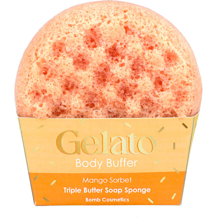 Triple Butter Soap-Soaked Body Buffer Sponge – Mango Sorbet
