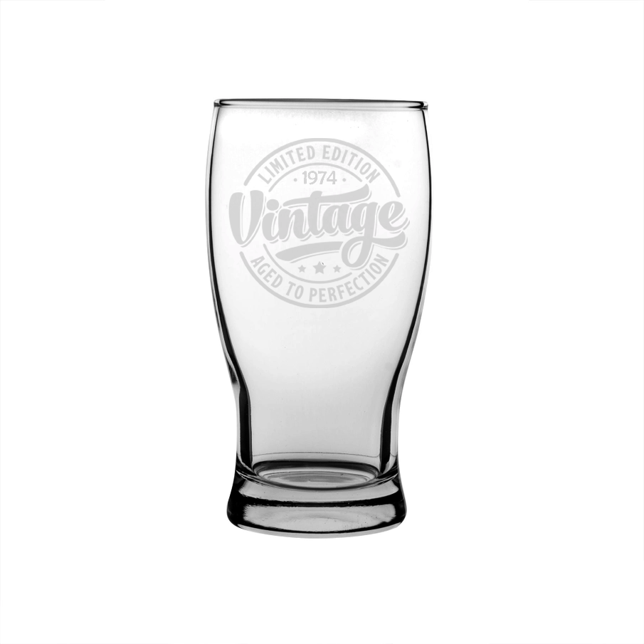 Personalised Engraved Vintage Birthday Pint Glass | Custom Age