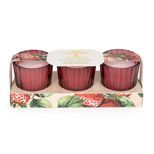 Wild Strawberry & Rhubarb Scented Votive Candle Set