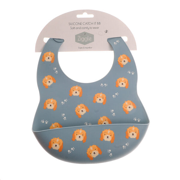 Ziggle Catch It Silicone Bib – Cockapoo Puppy