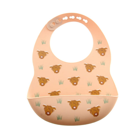 Ziggle Catch It Silicone Bib – Highland Cow