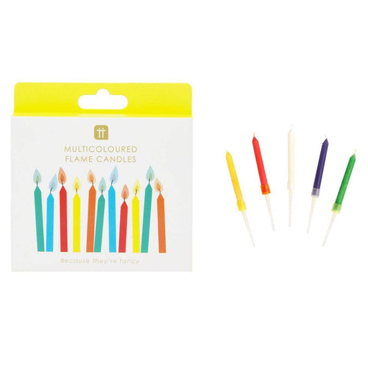 Coloured Flame Birthday Candles | 12 Pack | Cake Candles |