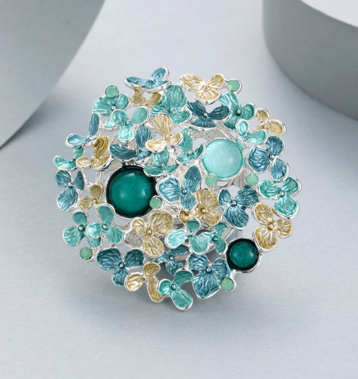 Silver Plated Magnetic Brooch | Elegant Spring Flower Design