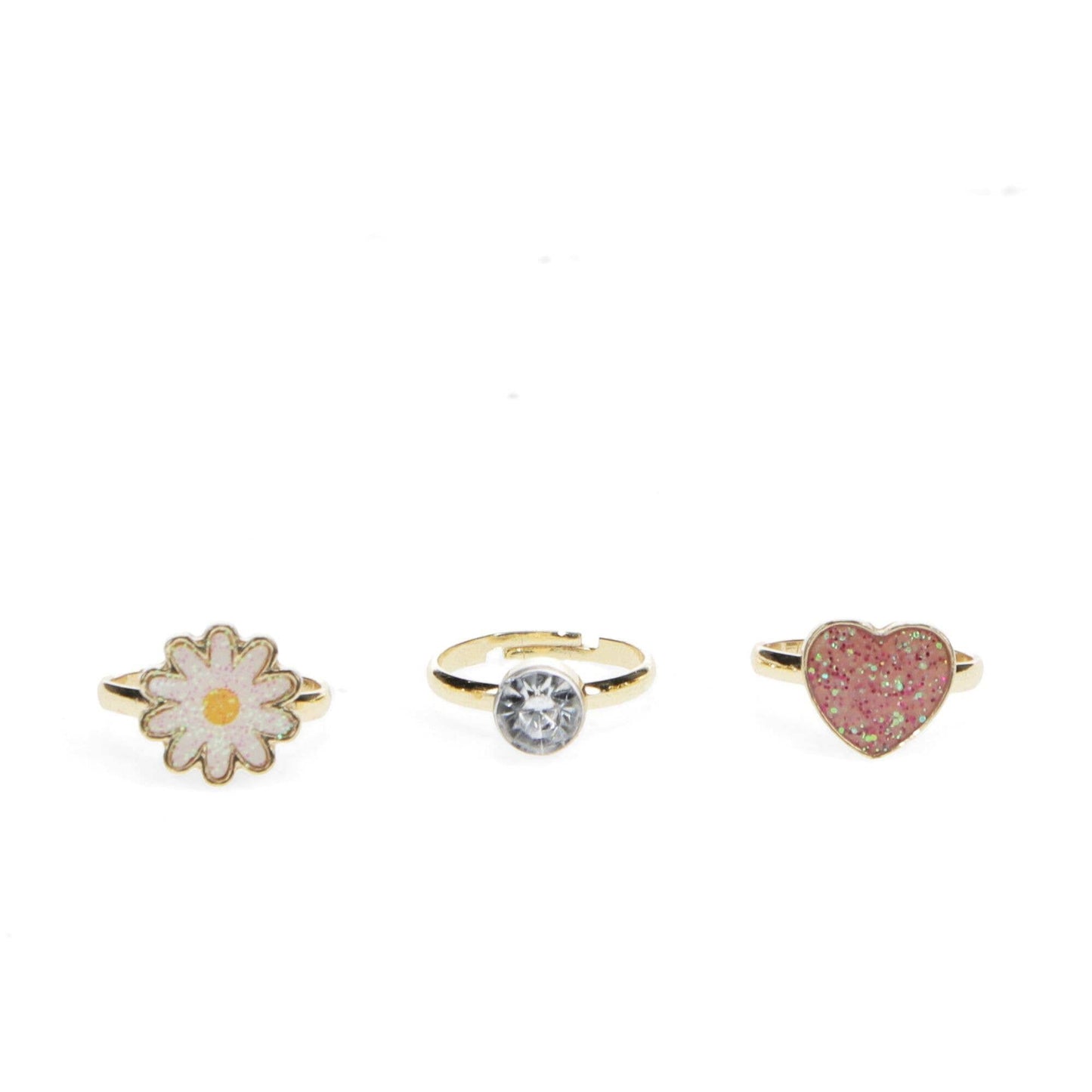 Children’s Glitter Ring Set – 3 Adjustable Rings
