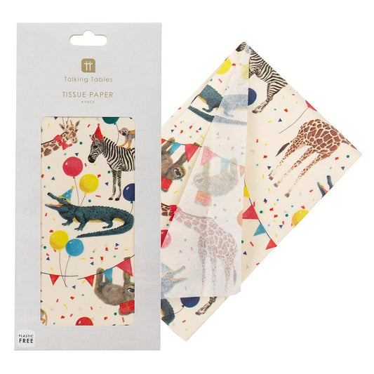 Safari Animal Birthday Recyclable Tissue Paper | 4 Sheets |