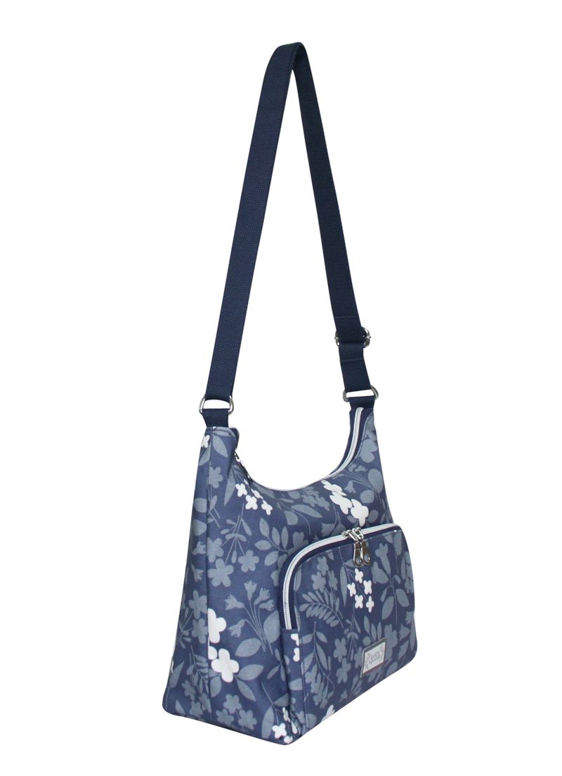 Earth Squared Oil Cloth Hobo Bag - Blue Flower