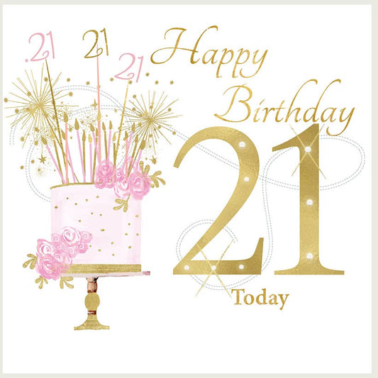 Age 21 Birthday Card - Pink