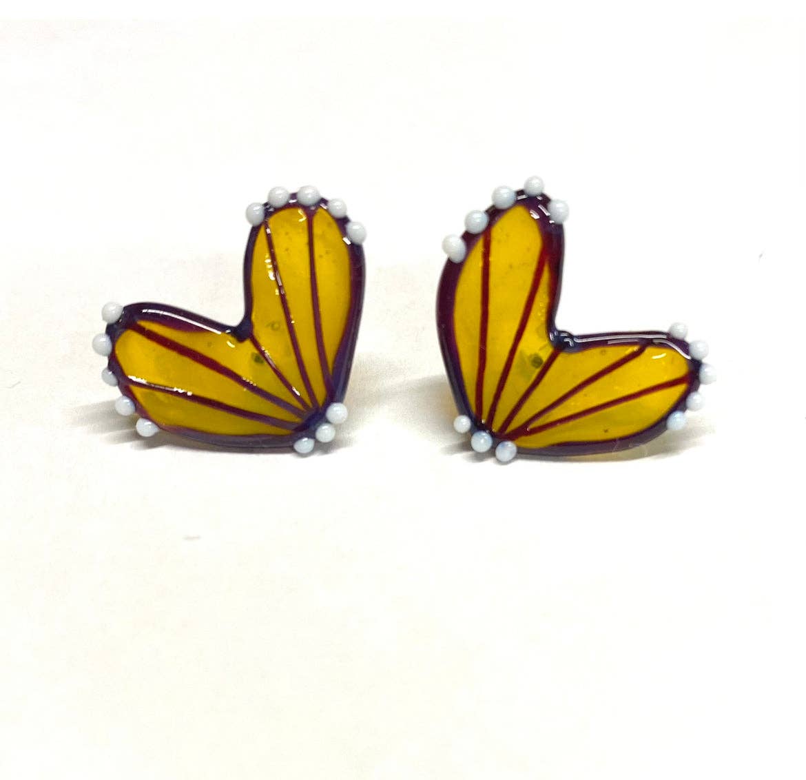 Handmade Butterfly Wing Stud Earrings, Yellow
