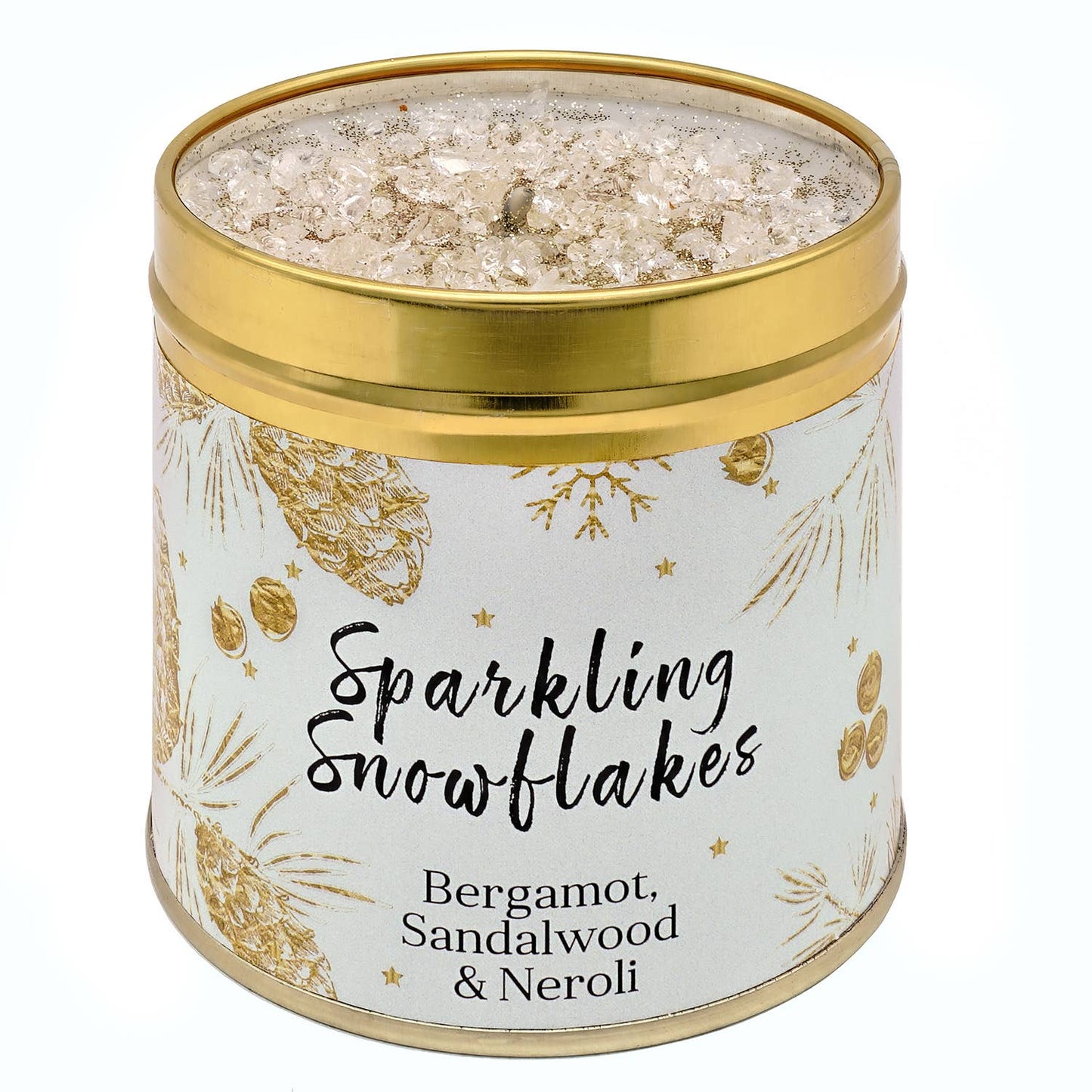 Sparkling Snowflakes Scented Candle Tin - Bergamont, Sandalwood & Neroli