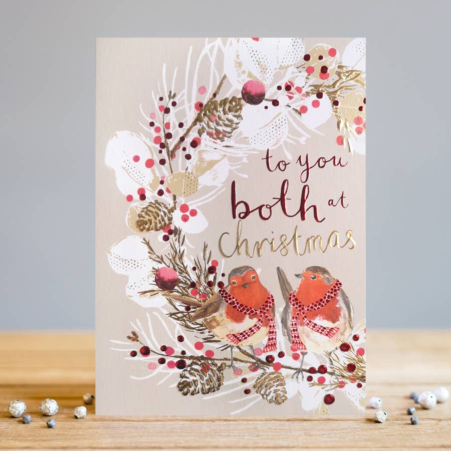 To You Both At Christmas | Robins & Wreath | Christmas Card