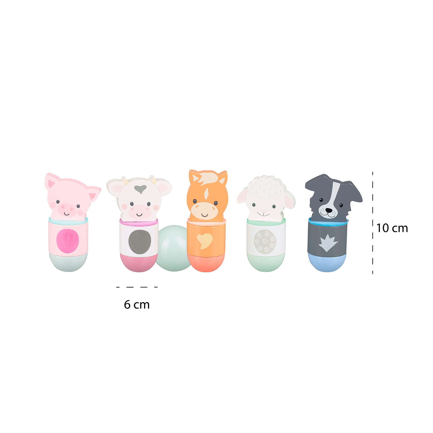Farmyard Animal Skittles Wooden Toy