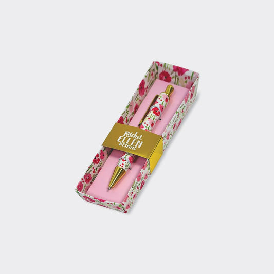 Rose Floral Ballpoint Pen – Pink & Gold Gift Boxed Writing Pen