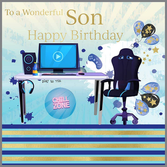 Domino Happy Birthday Son card - Gaming