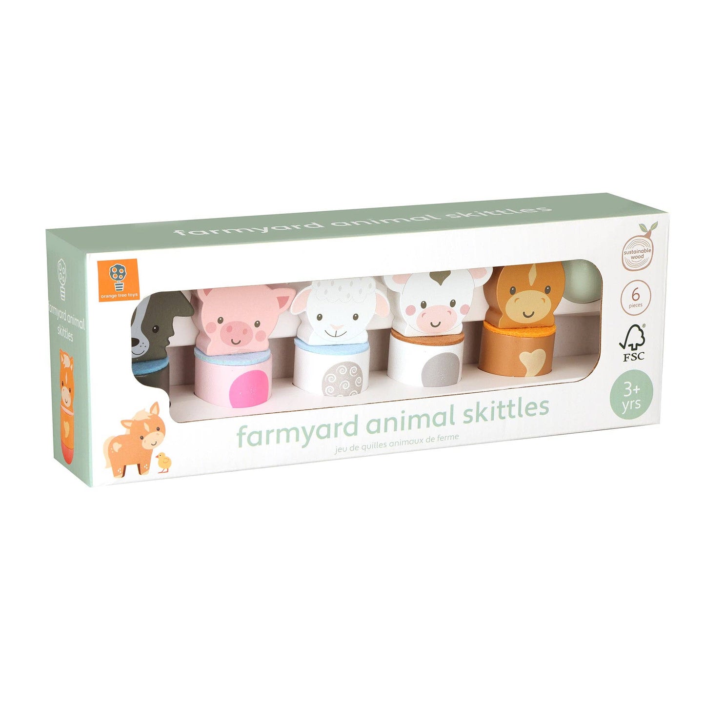 Farmyard Animal Skittles Wooden Toy