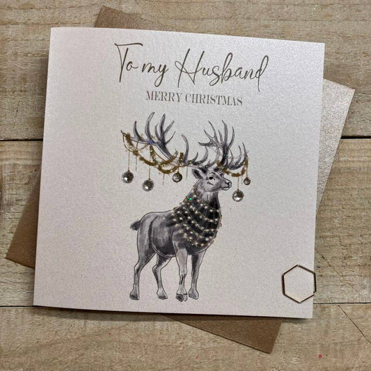 Husband Christmas Card - White Cotton Cards
