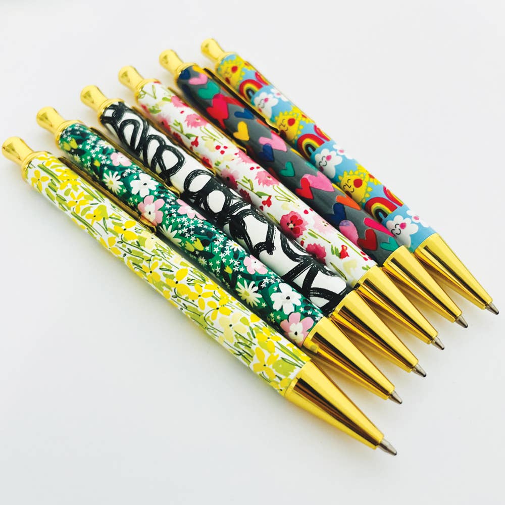 Rose Floral Ballpoint Pen – Pink & Gold Gift Boxed Writing Pen