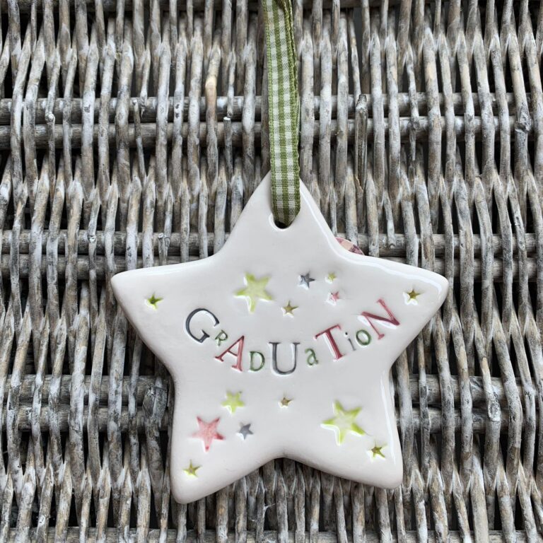 Graduation - Handmade Hanging Ceramic Heart with Thoughtful Message