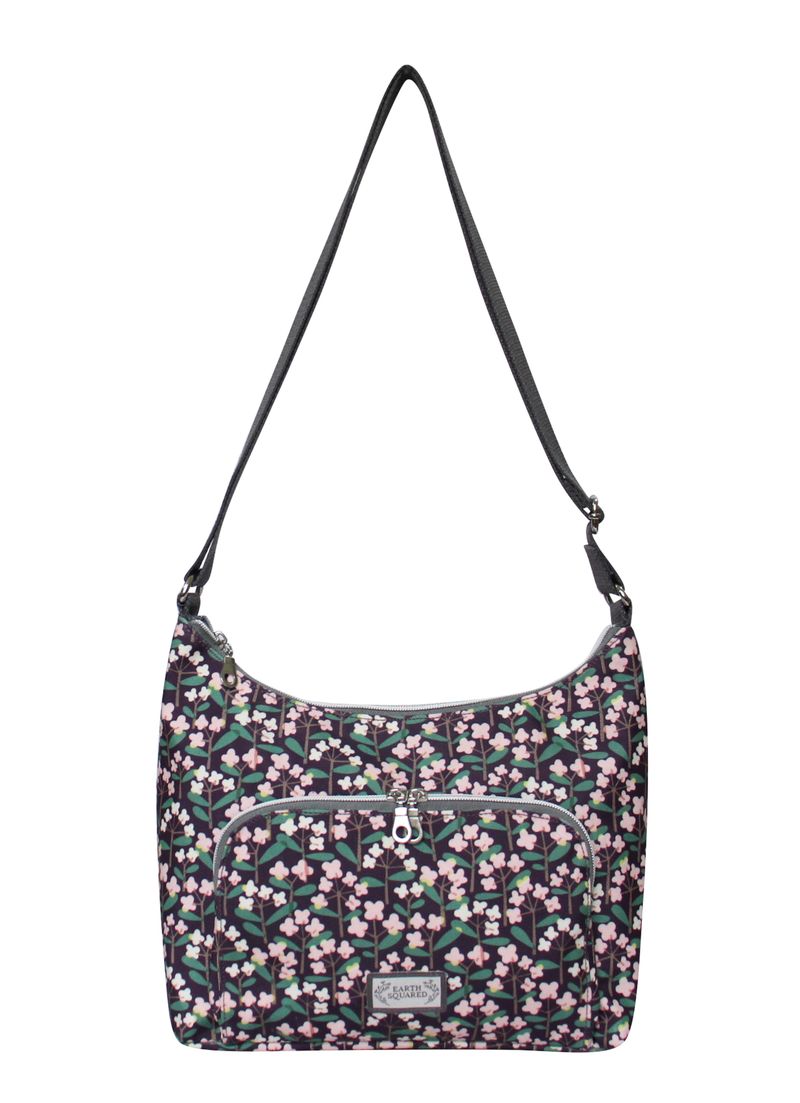 Earth Squared Oil Cloth Hobo Bag - Purple Flower