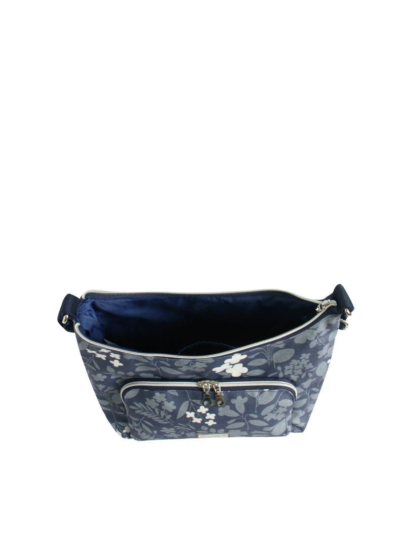 Earth Squared Oil Cloth Hobo Bag - Blue Flower