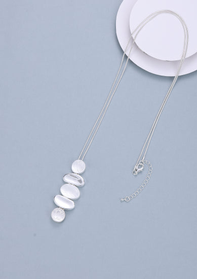 Long Silver Pendant Necklace