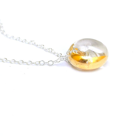 Recycled Whisky Bottle Pendant Necklace – Clear Glass & Gold on Sterling Silver