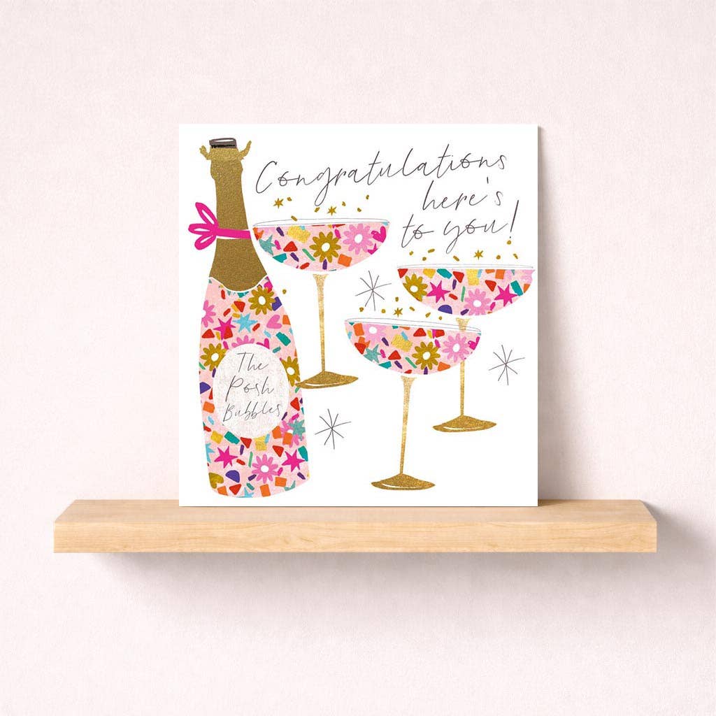 Congratulations Card - Champagne Toast