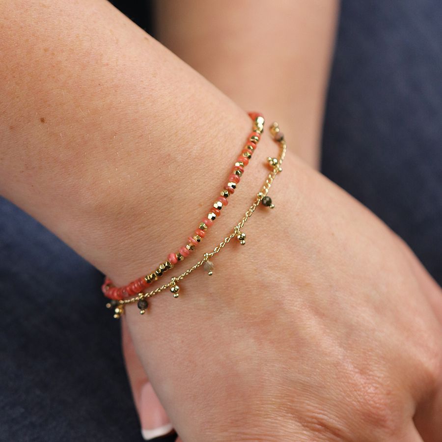 POM Gold Chain & Red Bead Bracelet. Available at Sweet P, Burnside, Glasgow