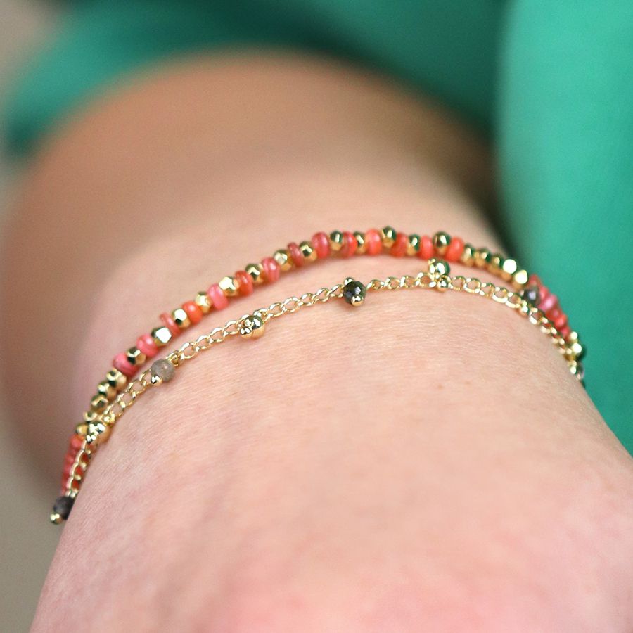 POM Gold Chain & Red Bead Bracelet. Available at Sweet P, Burnside, Glasgow