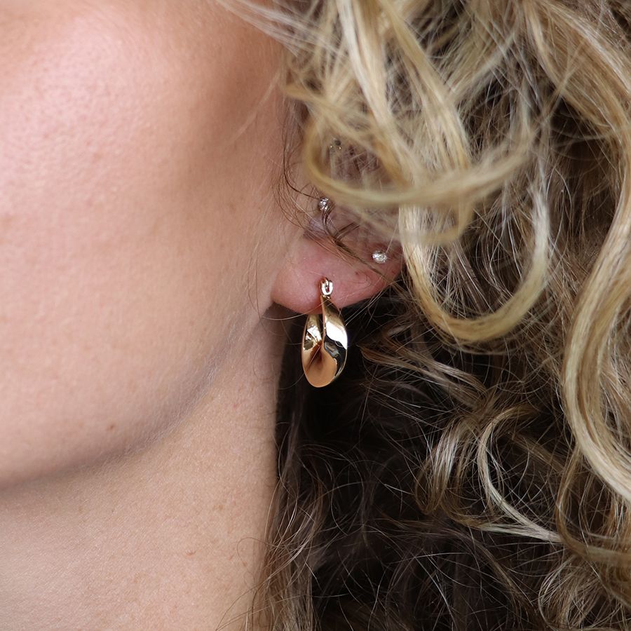 POM Faux Gold Plated 'Wave' Hoop Earrings with an Organic Twist. Available at Sweet P, Burnside, Glasgow