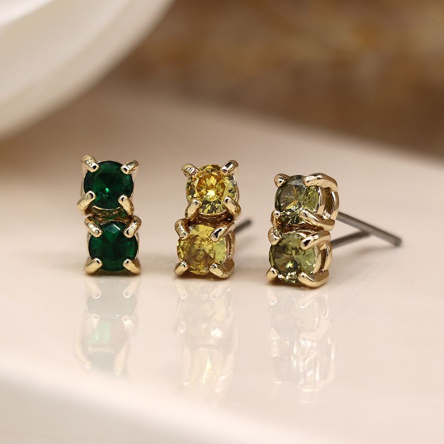 POM Citrus Mix Triple Crystal Stud Earring Set. Available at Sweet P, Burnside, Glasgow