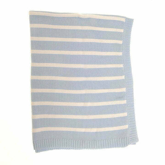 Blue and White Striped Baby Blanket