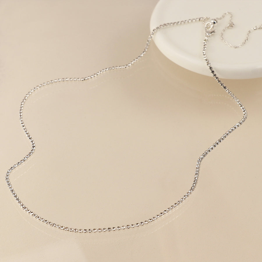 Silver Plated Fine Crystal Necklace