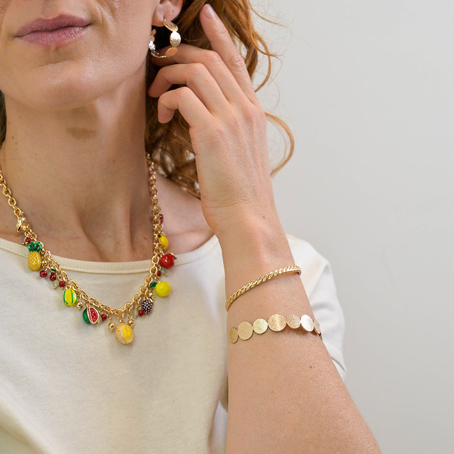 Golden dappled disc bangle