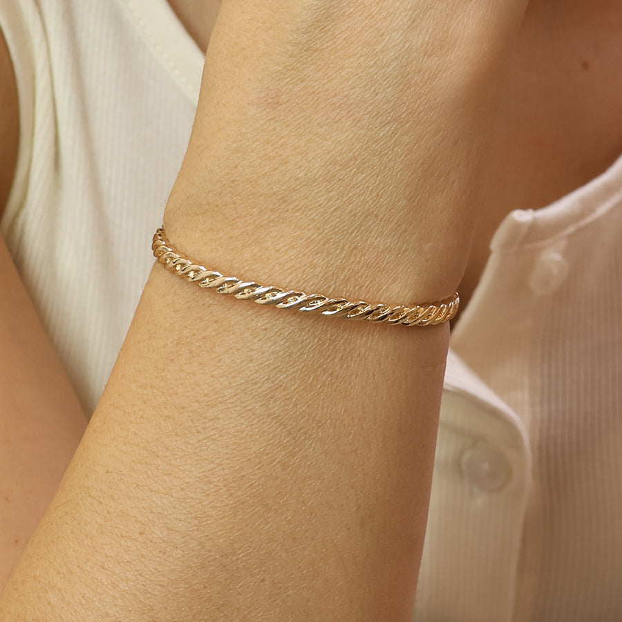 Golden twist braid bangle