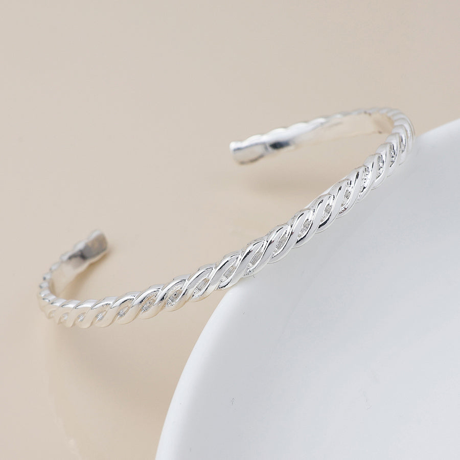 Silver plated twist braid bangle