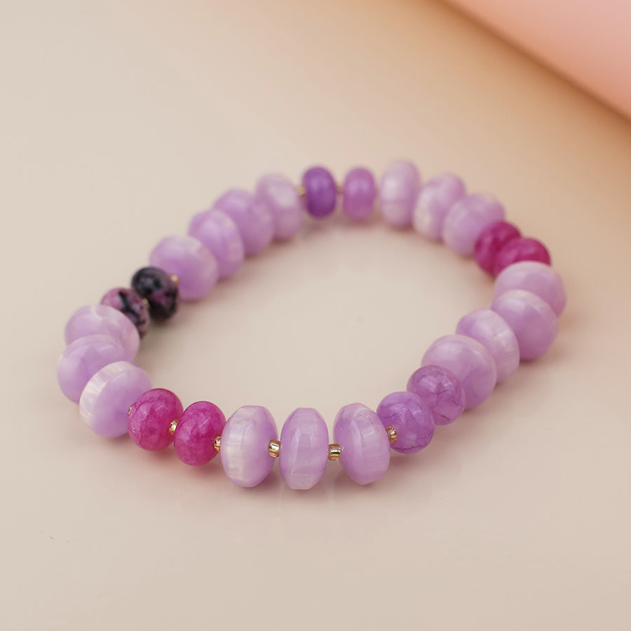 Purple stone mixed bead bracelet