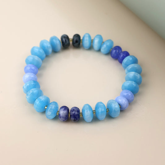 Blue stone mixed bead bracelet