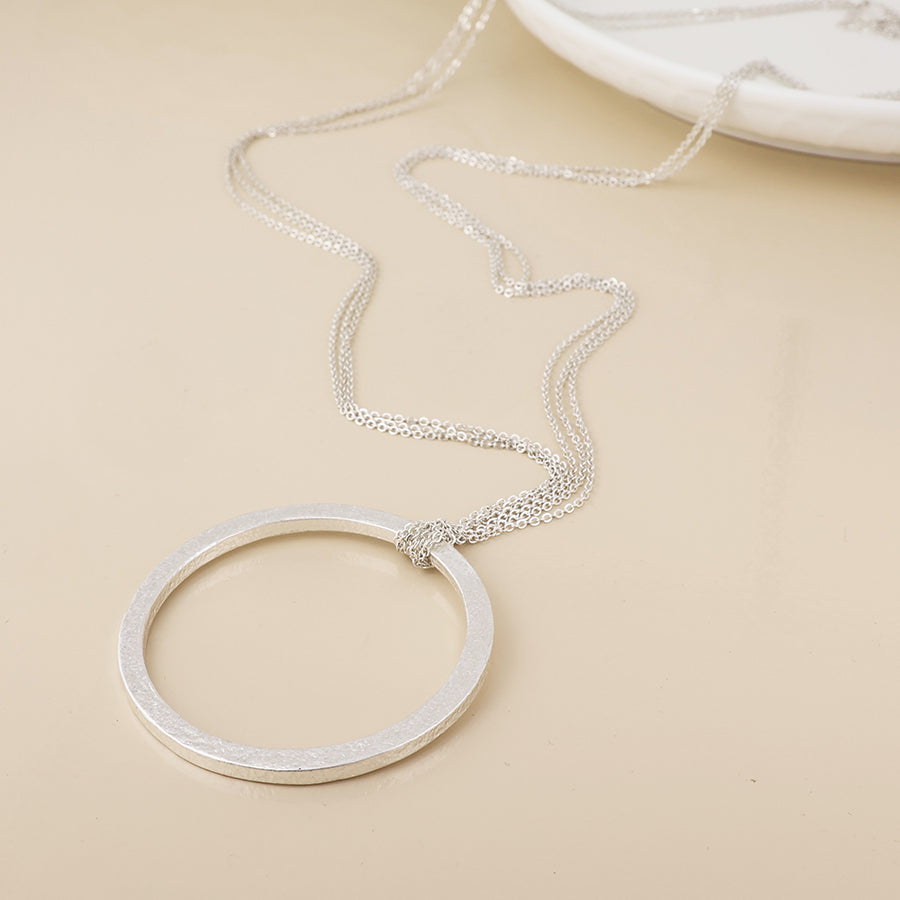 Luna silver plated large hoop layered chains necklace