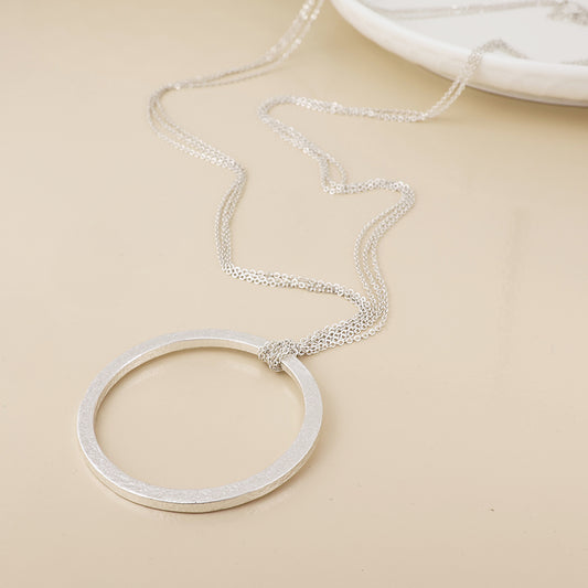 Luna silver plated large hoop layered chains necklace