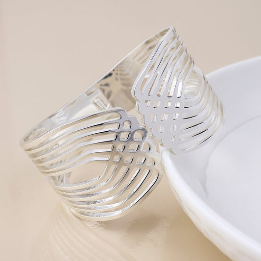 Deco silver plated deco inspired hinge cuff bangle