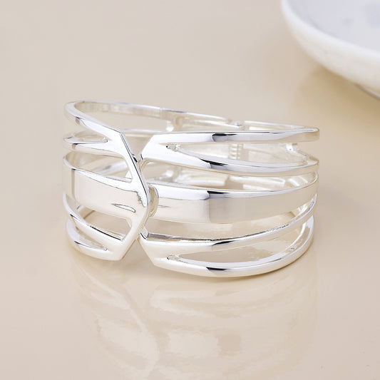Meridian silver plated polished multi strand hinge bangle
