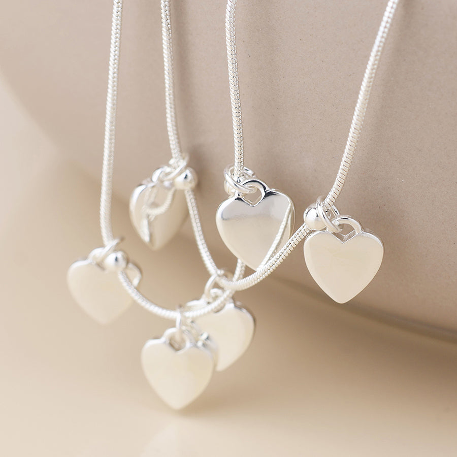 Moonbeam silver plated double strand heart drops bracelet