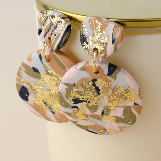 Muse terrazzo polymer disc and half disc earrings