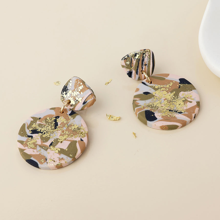 Muse terrazzo polymer disc and half disc earrings