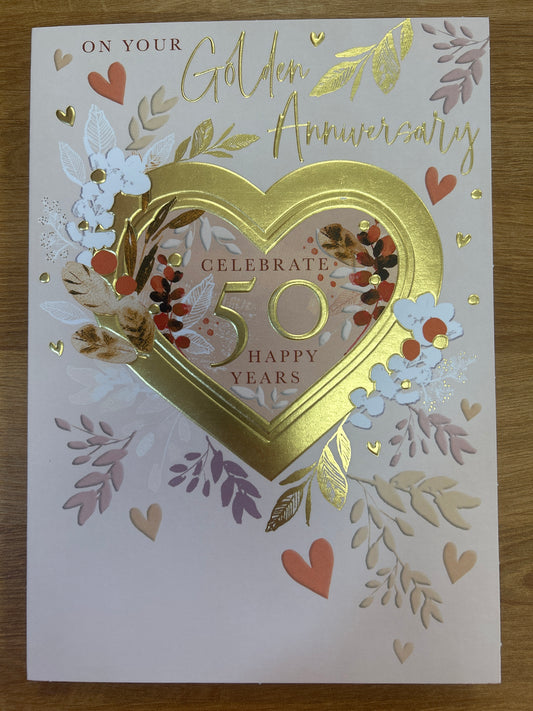50th Golden Wedding Anniversary Card - Words 'n' Wishes