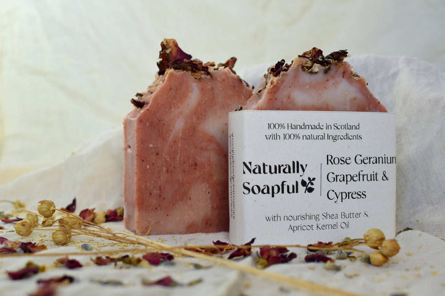 Naturally Soapful Rose Geranium 100% Natural, Vegan Handmade Self Care Soap