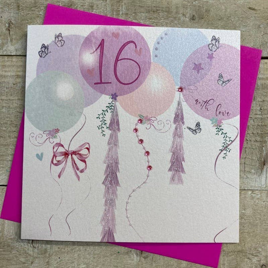 16th Birthday Card - Balloons & Butterflies