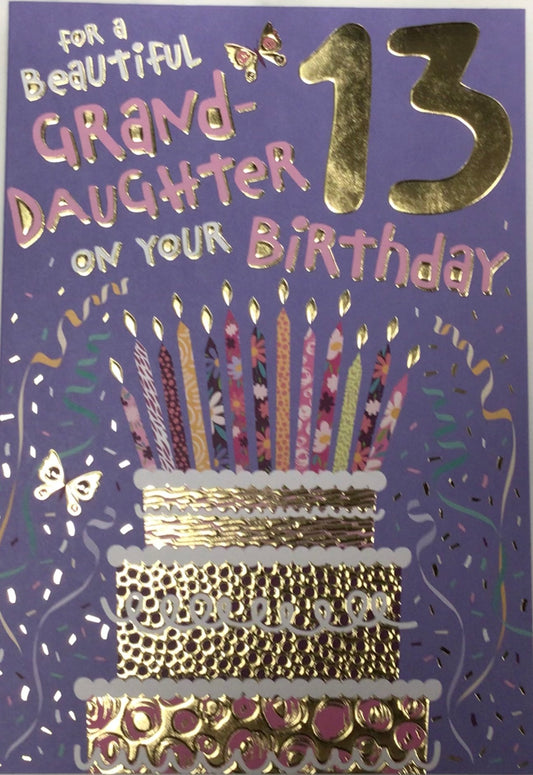 Granddaughter 13th Birthday Card - Words 'n' Wishes