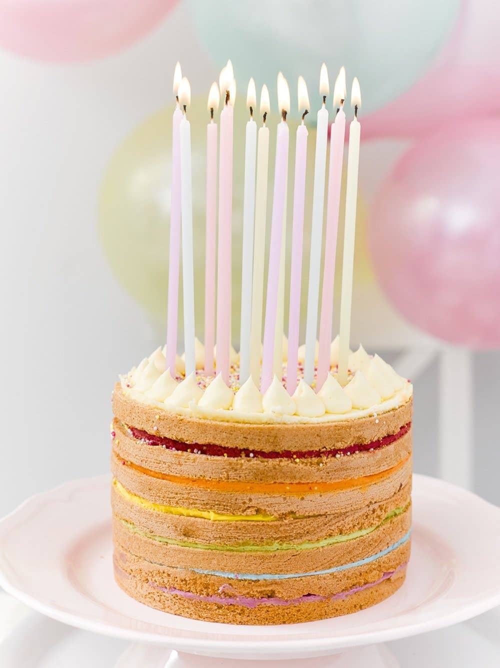 Long Pastel Colour Birthday Candles - 16 Pack